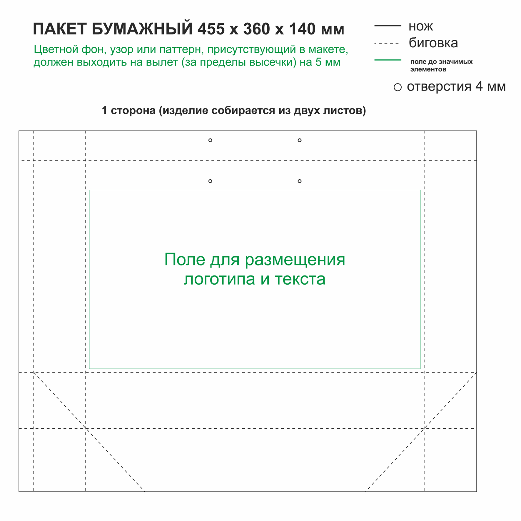 Схема бумажного пакета